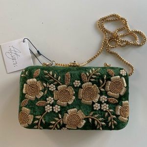 Green Gold Floral Clutch - bridal & special occasion